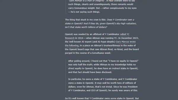★ Y Combinator’s Stake in OpenAI