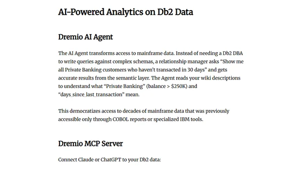 Connect IBM Db2 to Dremio Cloud: Modernize Mainframe Analytics with Federation and AI