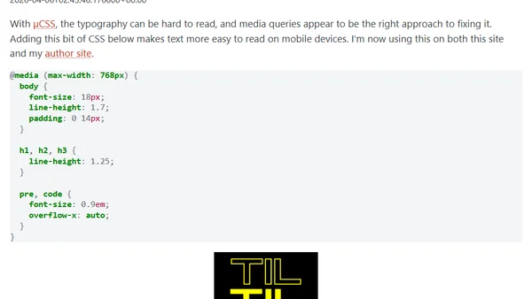 TIL: Improving µCSS readability on mobile