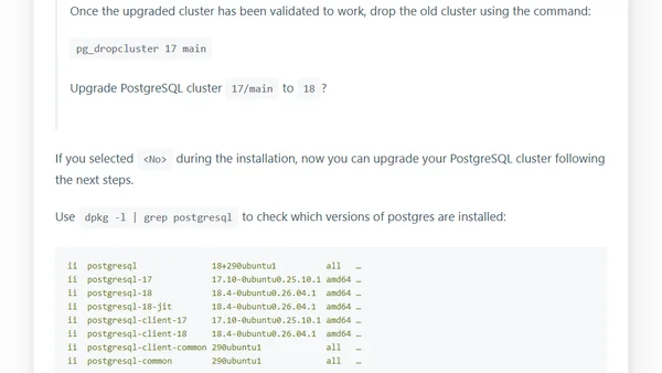 Upgrade PostgreSQL from 17 to 18 on Ubuntu 26.04