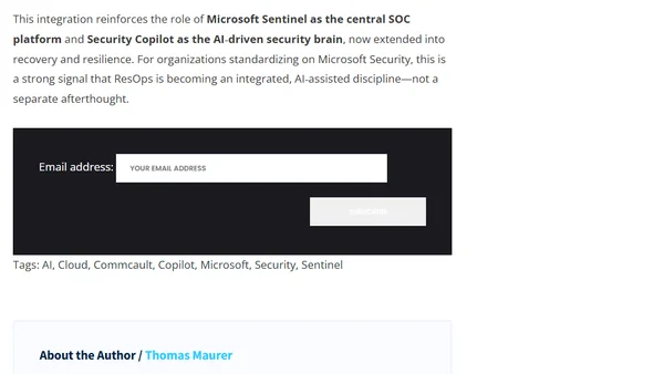 Strengthening Resilience with Microsoft Sentinel and Security Copilot: Commvault Expands Microsoft Security Integration