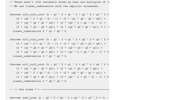 Quaternion Rotations, Claude, and Lean