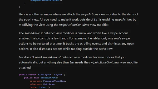 Swipe actions outside of List in SwiftUI