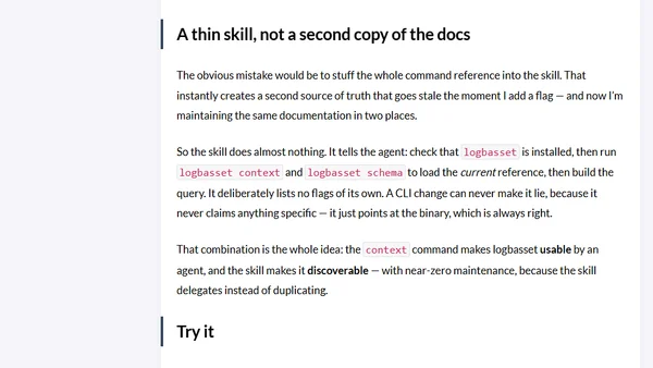 Why add an agent skill to a CLI that already has a context command?