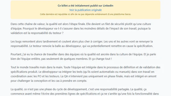 La qualité est une responsabilité collective