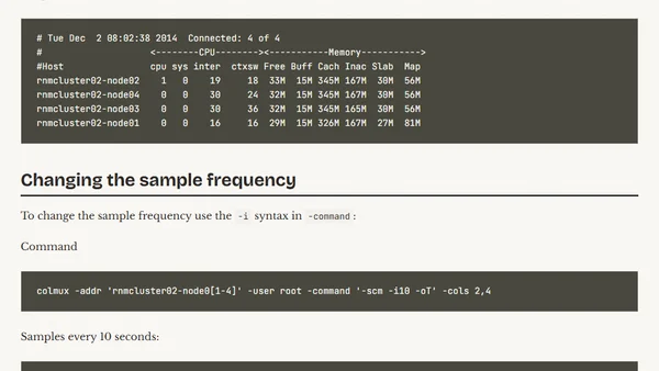 Linux cluster sysadmin -- OS metric monitoring with colmux