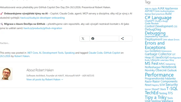 AI v každodenní praxi vývoje software [Robert Haken, GitHub Copilot Dev Day Zlín, 26.5.2026]