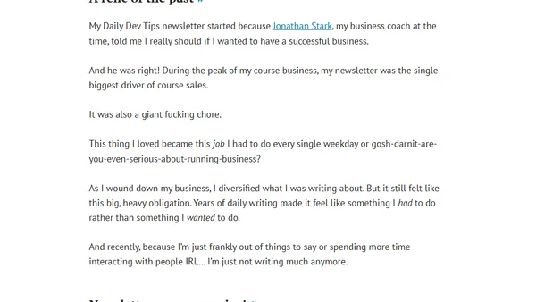 Pruning the garden (the end of the Daily Dev Tips newsletter)