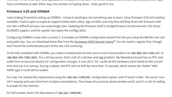 My public NTP Server, one year later: Hardware upgrades, better RF, and OSNMA
