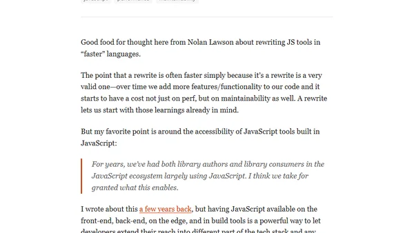 Why I’m skeptical of rewriting JavaScript tools in “faster” languages | Read the Tea Leaves