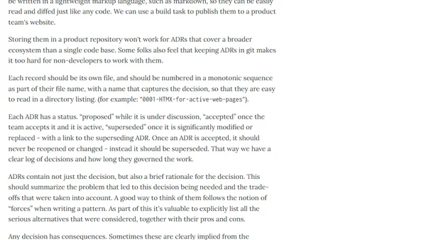 Bliki: Architecture Decision Record