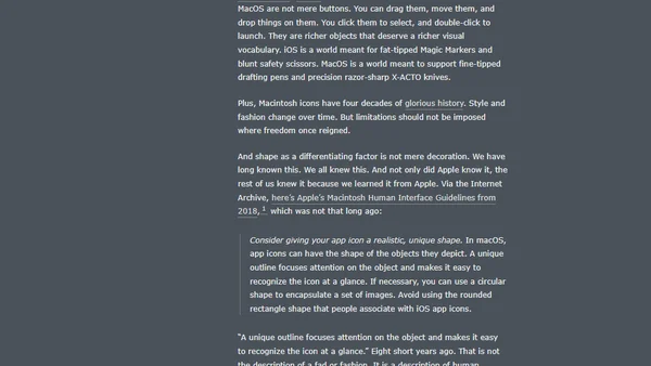 ★ What’s Good for the iOS Goose Is Often Not Good for the MacOS Gander
