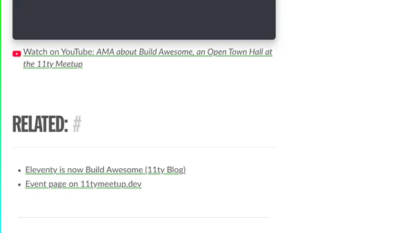 AMA about Build Awesome, an Open Town Hall at the 11ty Meetup