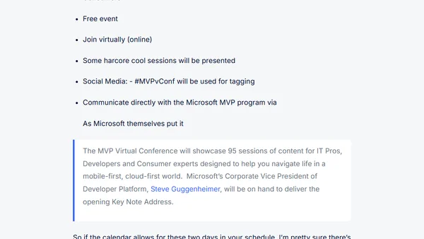Microsoft MVP Virtual Conference in May 2015&ndash;A free online conference
