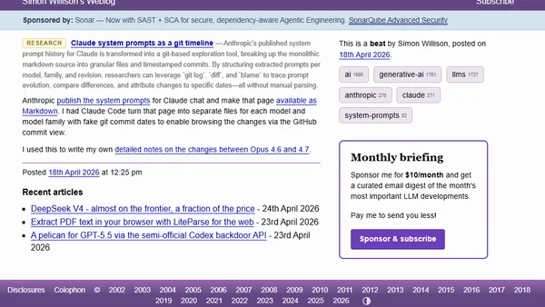 Claude system prompts as a git timeline