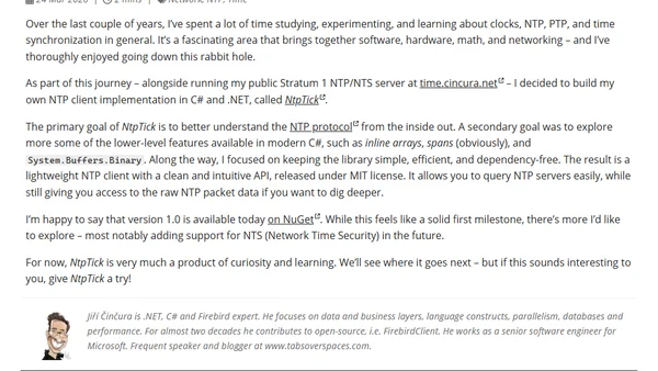 Introducing NtpTick: A lightweight NTP client for .NET