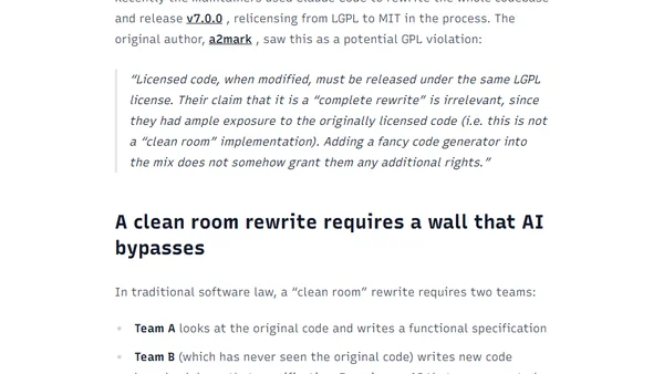 Relicensing with AI-assisted rewrite