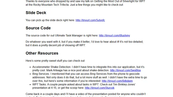 Post-Session: Windows Phone 7 @ RMTT