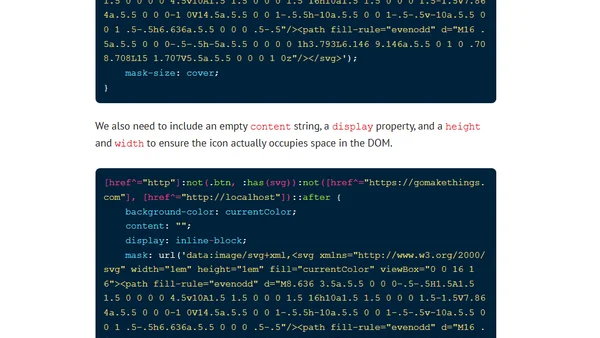 How to add icons to external links with CSS