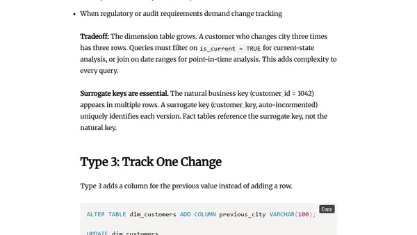 Slowly Changing Dimensions: Types 1-3 with Examples