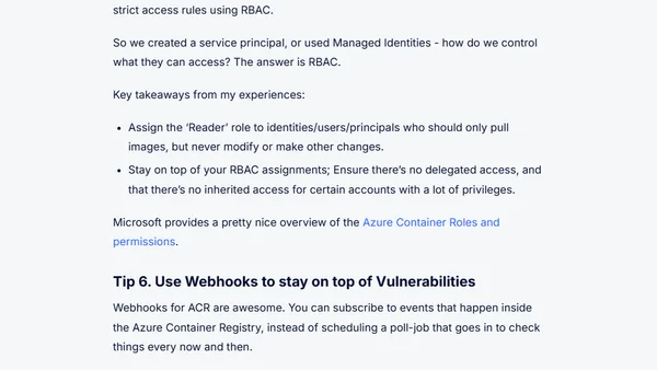 Best Practices for security in Azure Container Registry