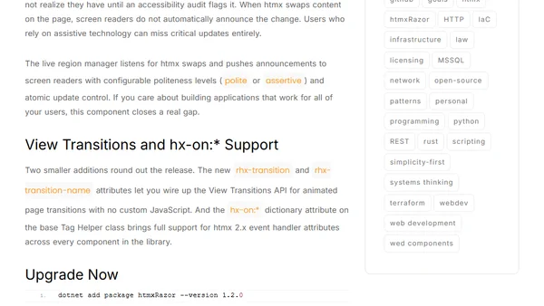htmxRazor 1.2.0: Toast Notifications, Pagination, and the End of CSS Specificity Fights