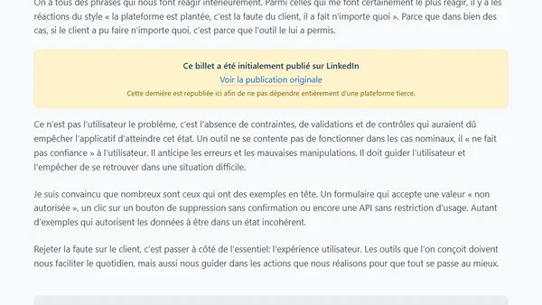 Arrêtez de blâmer vos utilisateurs