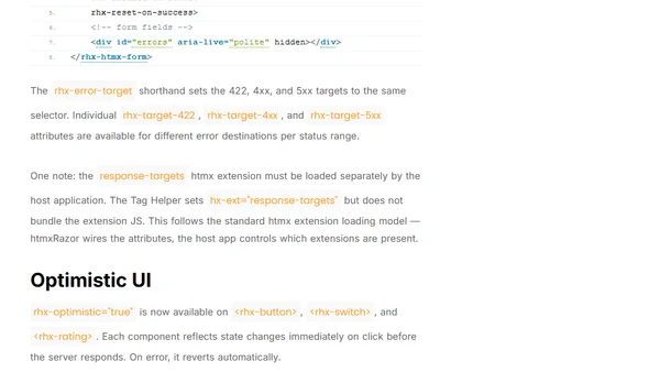 htmxRazor v1.4.0: SSE Streaming, Multi-step Wizard, and Optimistic UI