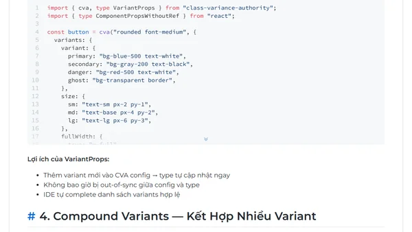 CVA: Quản Lý Variants Type-Safe Cho React Components