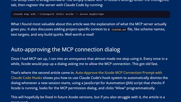 Using Xcode MCP with Claude Code