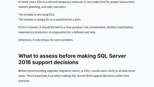 SQL Server 2016 End of Support: Upgrade, Migration, Azure or ESU is the wrong first question