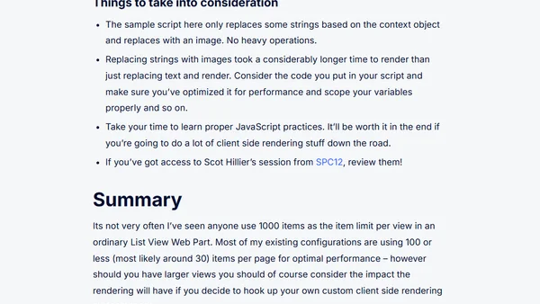 SP 2013: Measuring performance on the JSLink property in SharePoint 2013