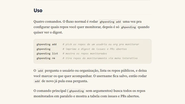 Criei um CLI pra Checar Pendências no Meu GitHub: ghpending