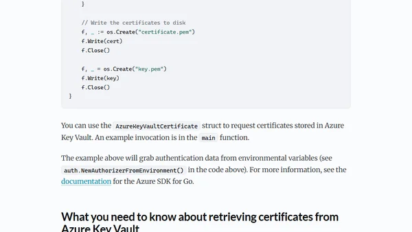 Getting TLS certificates from Azure Key Vault with Go