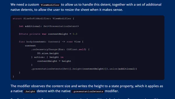 Making a SwiftUI sheet automatically size to fit its content