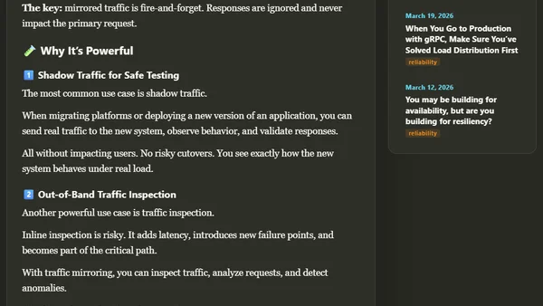 Are you using traffic mirroring in production? If not, try it out.