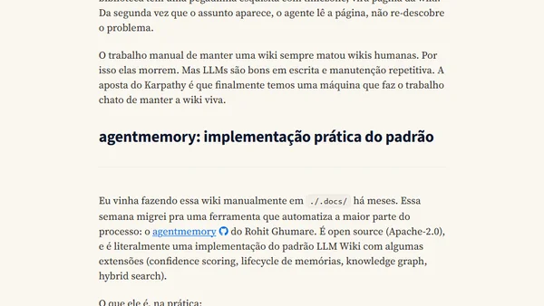 Memória de Agentes IA: Karpathy LLM Wiki e agentmemory na Prática