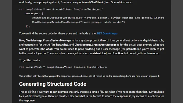 Generating Structured Code Using Azure, OpenAI and .NET