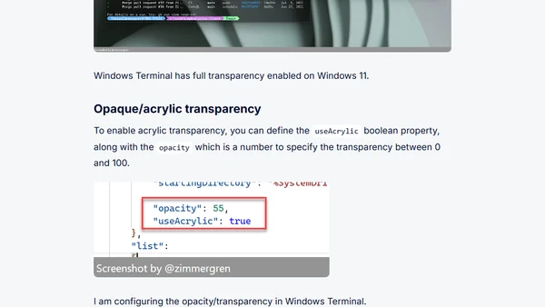 Enable transparent background in Windows Terminal