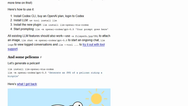 A pelican for GPT-5.5 via the semi-official Codex backdoor API