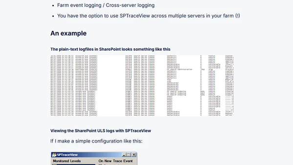 SPTraceView - Easy overview of the SharePoint logs (ULS logs)