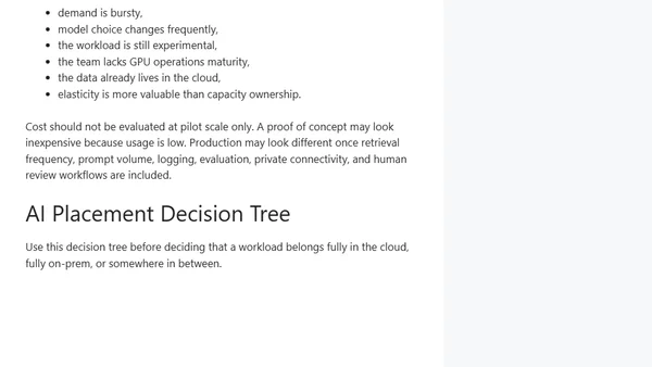 When to Keep AI On-Prem: Data Gravity, Latency, Sovereignty, and Cost as Architecture Inputs