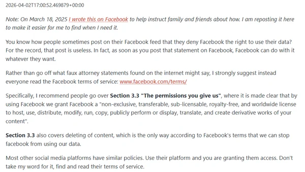 Facebook's Terms of Service