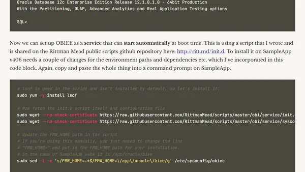 SampleApp v406 - Automatic startup of OBIEE