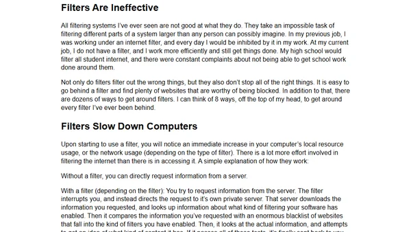 On the Use of Internet Filtering