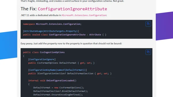 ConfigurationIgnoreAttribute in .NET 11