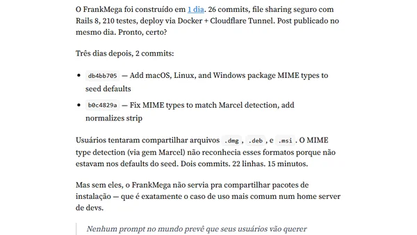 Software Nunca Está 'Pronto' — 4 Projetos, a Vida Pós-Deploy, e Por Que One-Shot Prompt É Mito