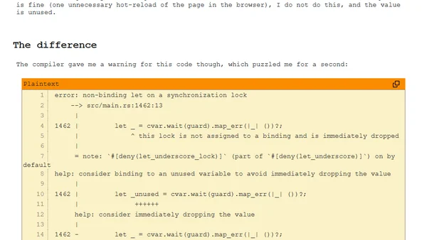 In Rust, <code>let _ = ...</code> and <code>let _unused = ...</code> are not the same