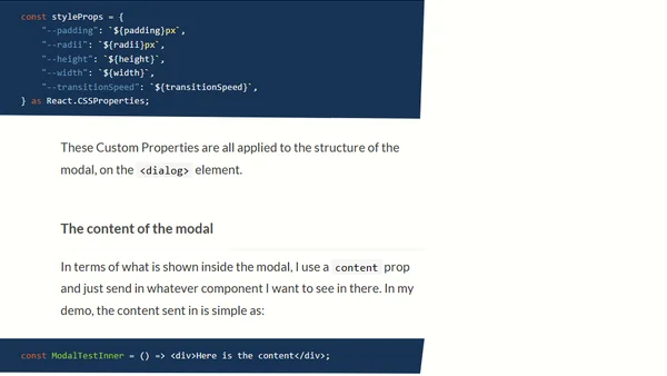 So, you want a React modal that uses the <dialog> element and transitions in AND out?