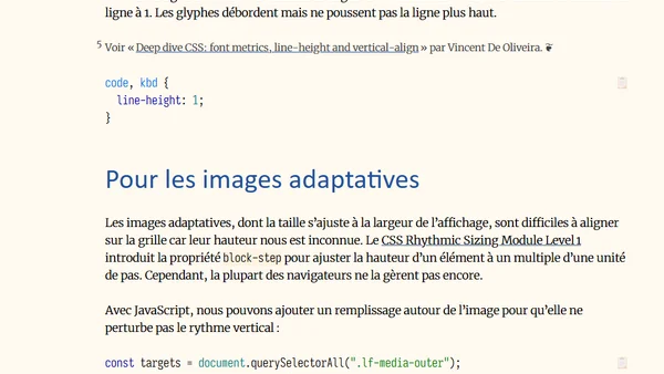 CSS & rythme vertical pour le texte, les images et les tableaux
